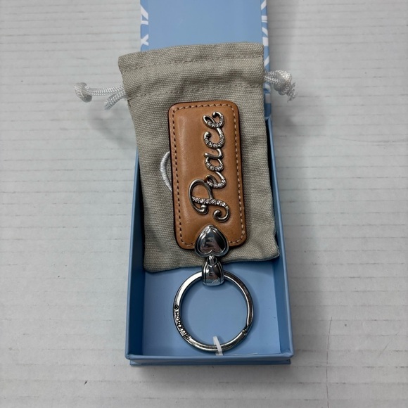 New BRIGHTON Peace Tan Leather Key Fob - Picture 3 of 6